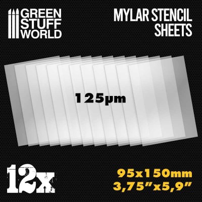 MYLAR STENCIL SHEETS SMALL - 12 PCS - GREEN STUFF 10354